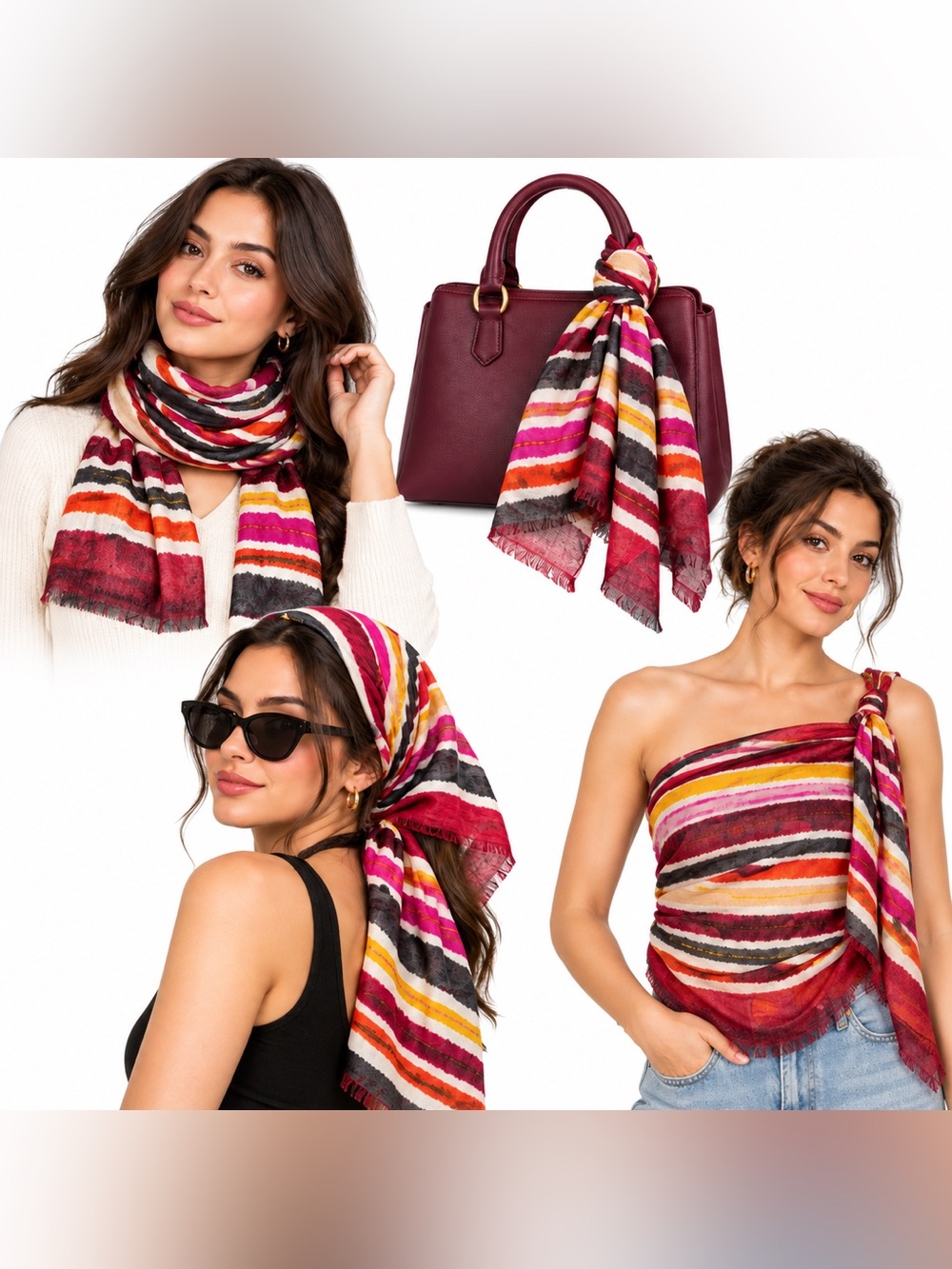 Ritual 100% Wool Oversized Striped Scarf Wrap Boho Multicolor Made India. NWT